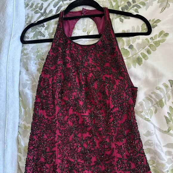 Scala Maroon Beaded Backless Dress - Picture 2 of 8